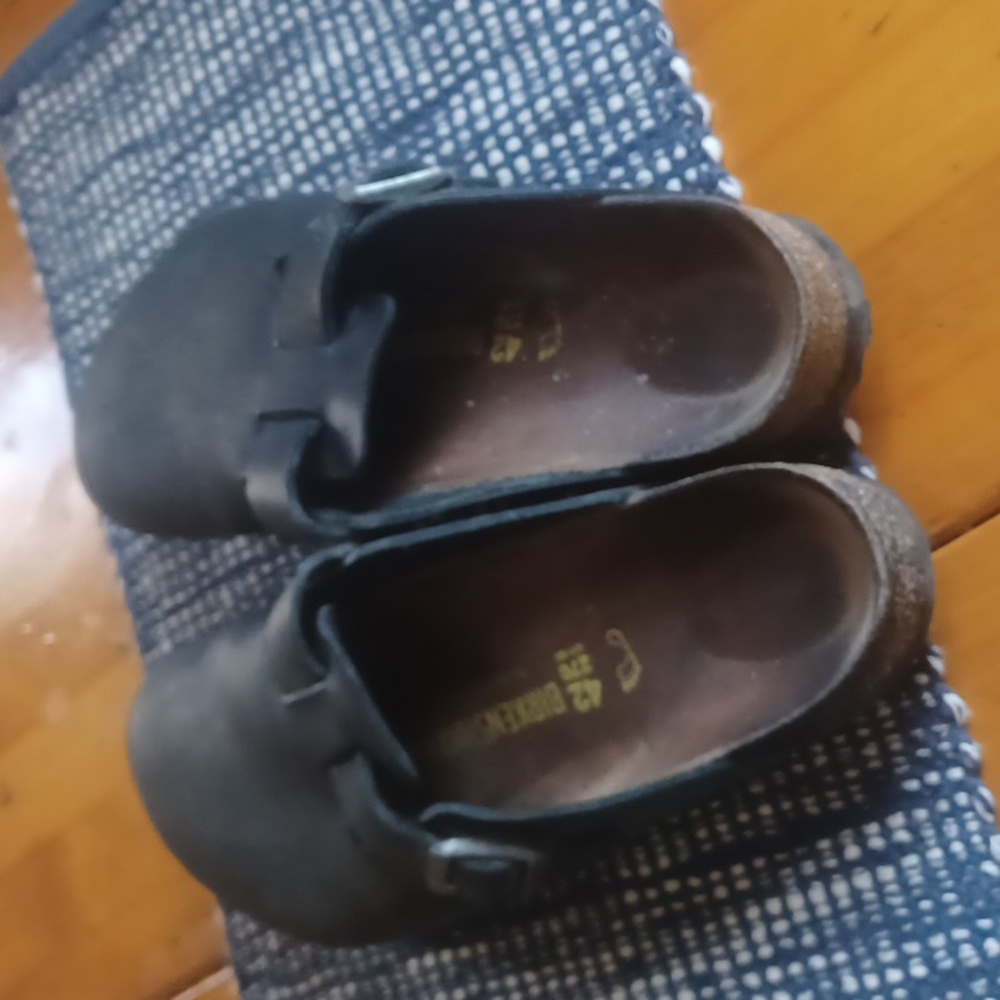 Boston Birkenstock Black Leather Men 10 - Picture 4 of 10
